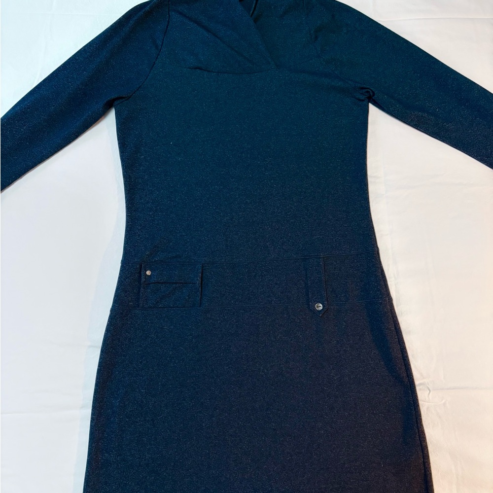 Lole Blue Sheath Dress Long Sleeve Cowl Neck